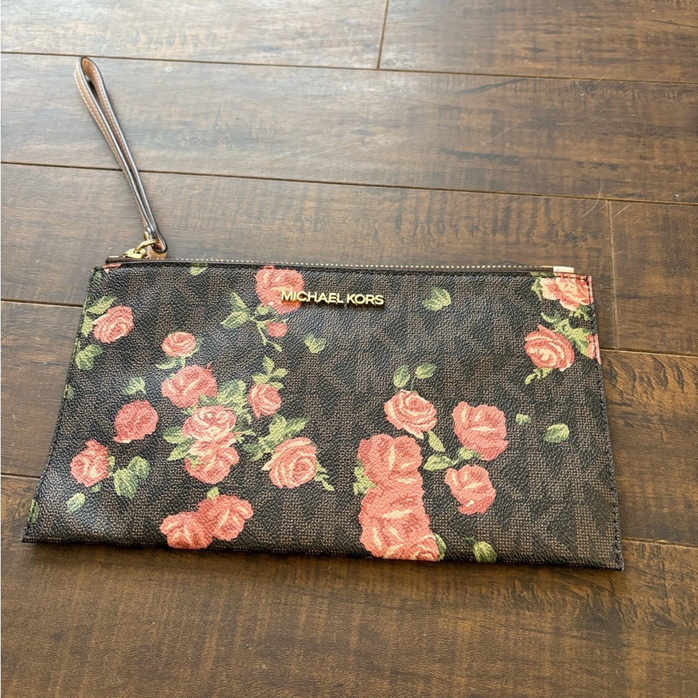 Michael Kors Floral Leather Wristlet Clutch - Picture 2 of 10